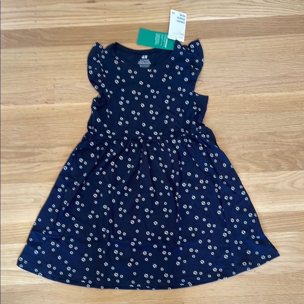 H&M conscious organic cotton girl sundress NWT blue and white